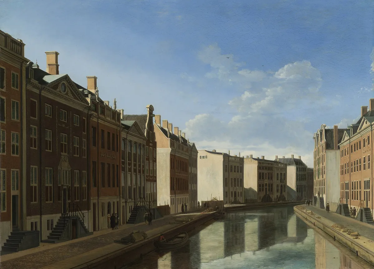 Gerrit Berckheyde, la Curva d’Oro dell’Herengracht: palazzi di mercanti allineati lungo un canale di Amsterdam.